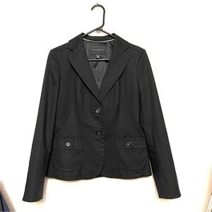Banana Republic Stretch Long Sleeve Blazer Suit Jacket Size 6 Black Pockets
